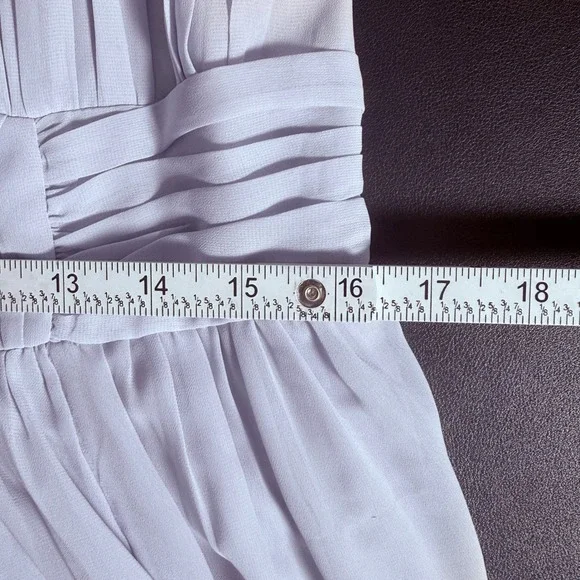 Abercrombie Chiffon Puff Sleeve Sheer Mini Dress sz L Periwinkle fairy babydoll - Picture 7 of 11